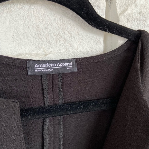 American Apparel Crepe Shift Dress Black Cocktail Mini Dress Size XS/S - Picture 6 of 7